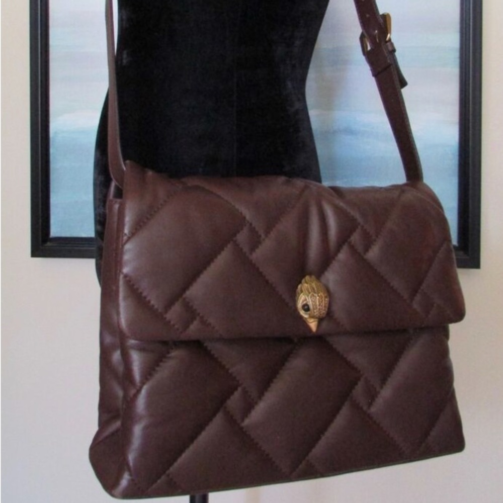 KURT GEIGER LONDON Medium Kensington Soft Quilted Brown Leather Convertible Bag - Picture 3 of 9